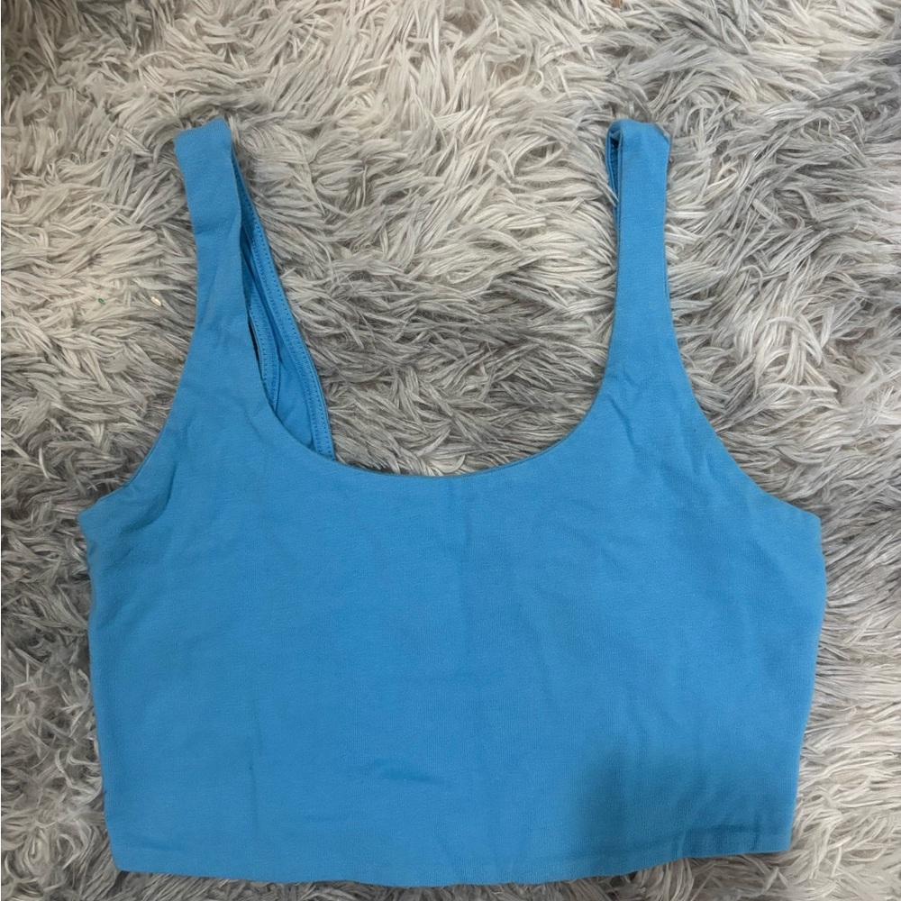 Wild Fable Bright Blue Scoop Neck Crop Tank